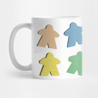 Meeple 3D Wood Game Piece Figures in Red, Blue, Natural, Green, Yellow, and Black Mug